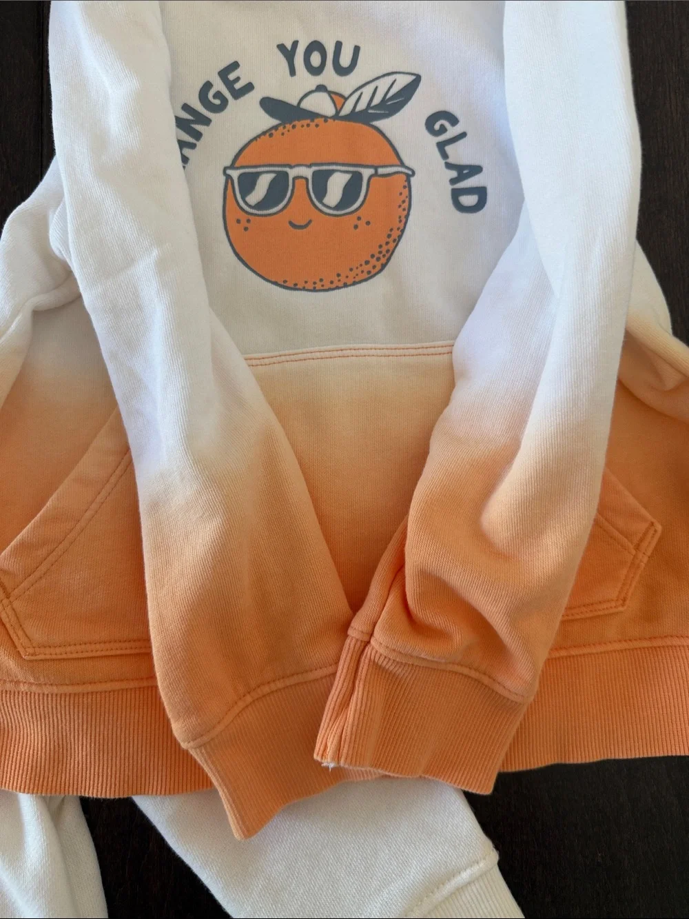 Great Bundle of Old Navy White & Orange Ombre Lightweight Hoodie with Palm Tree